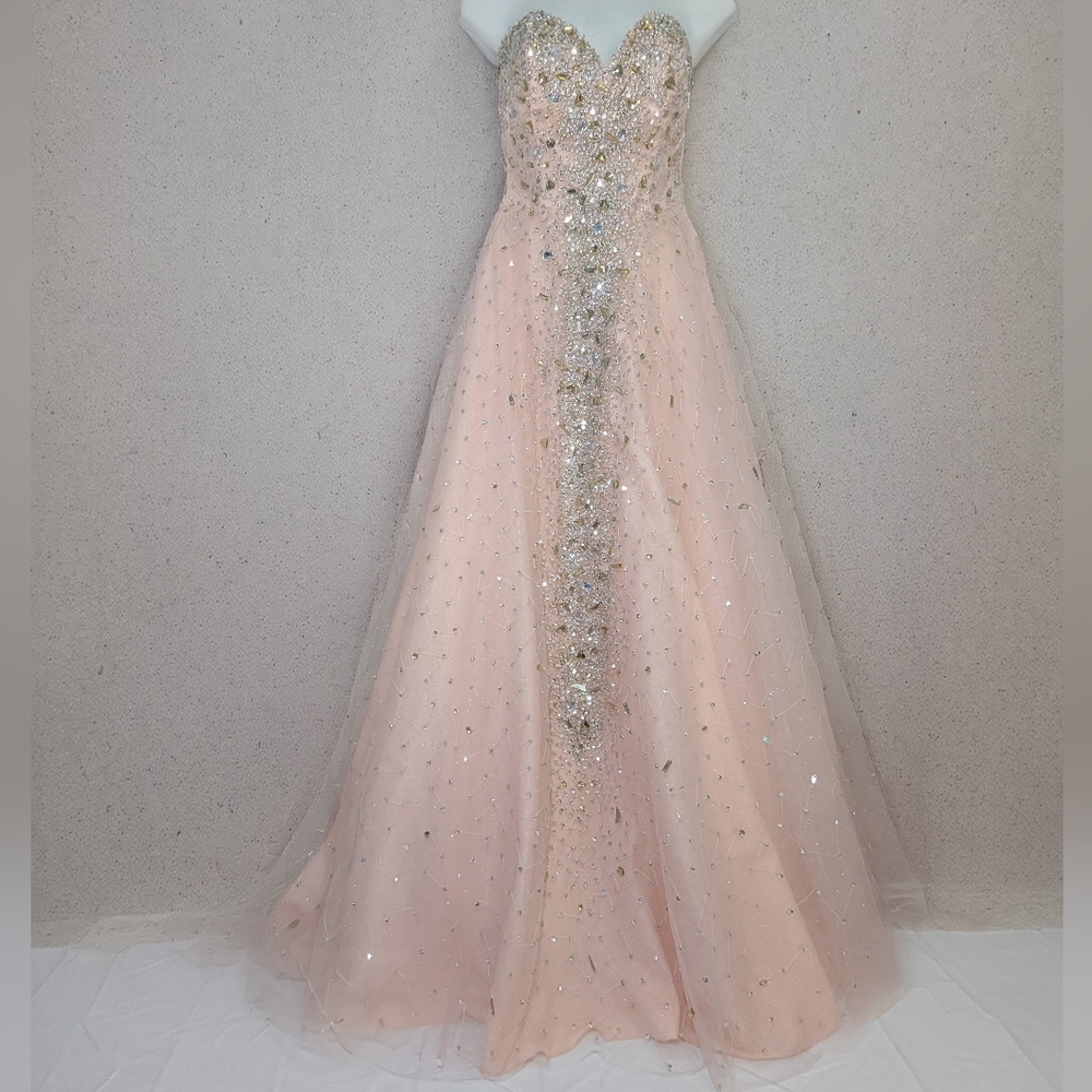 Glamour by Terani Couture Strapless Embellished Formal Prom Dress, Pink, Size 0*